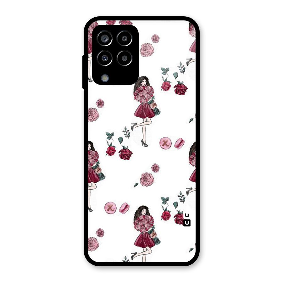 Girl With Flowers Glass Back Case for Galaxy M33