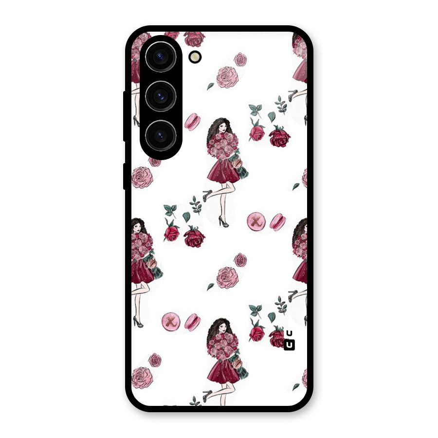 Girl With Flowers Glass Back Case for Galaxy S23 Plus