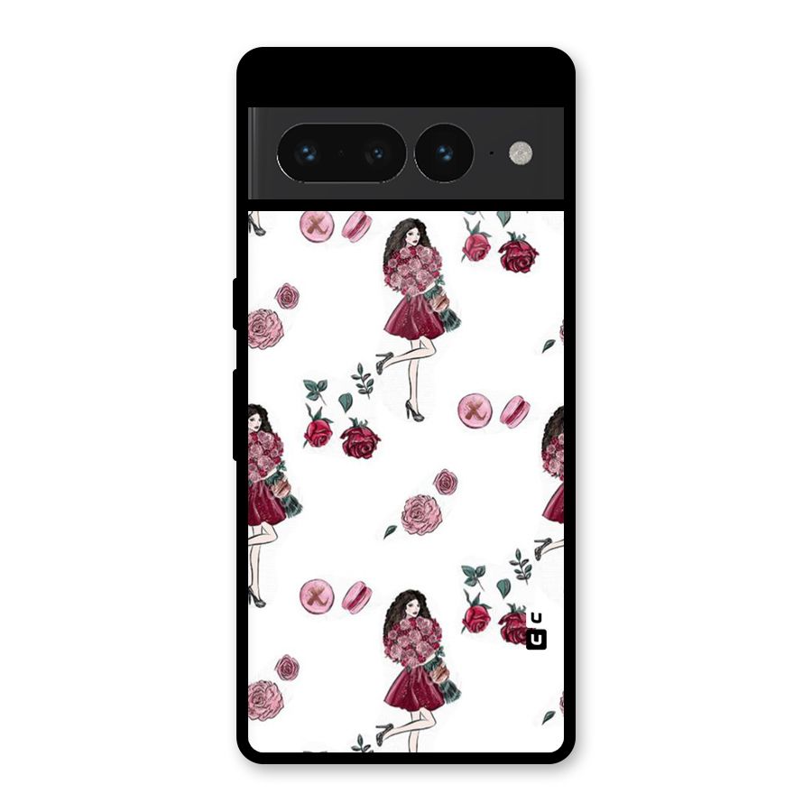 Girl With Flowers Glass Back Case for Google Pixel 7 Pro