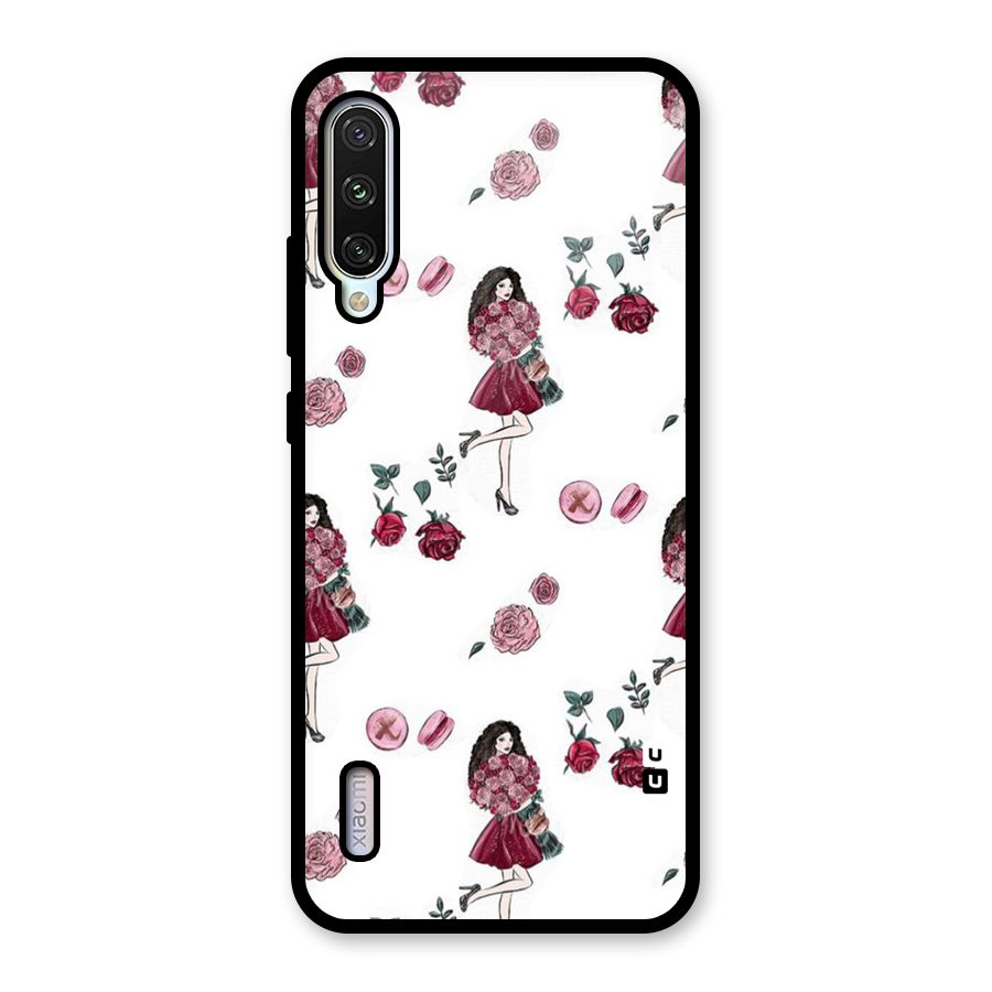 Girl With Flowers Glass Back Case for Mi A3