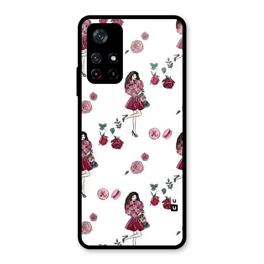 Girl With Flowers Glass Back Case for Poco M4 Pro 5G