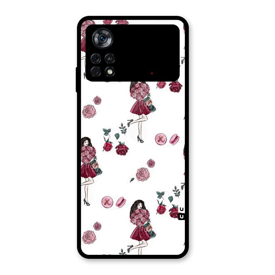 Girl With Flowers Glass Back Case for Poco X4 Pro 5G