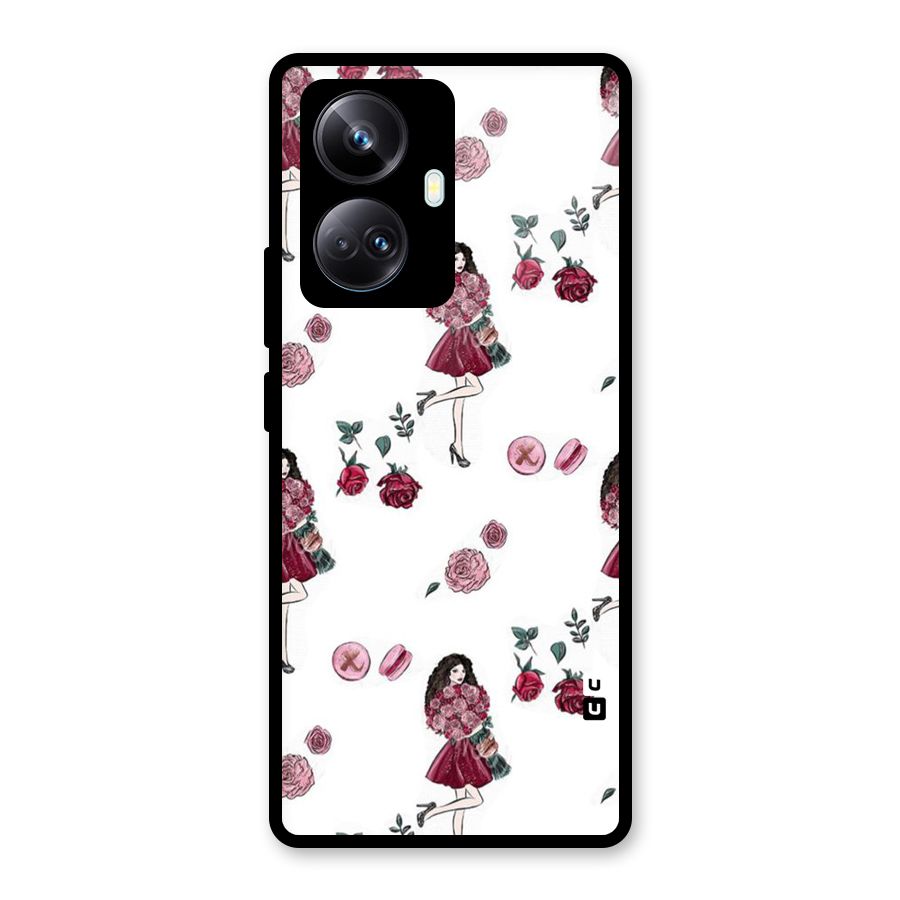 Girl With Flowers Glass Back Case for Realme 10 Pro Plus