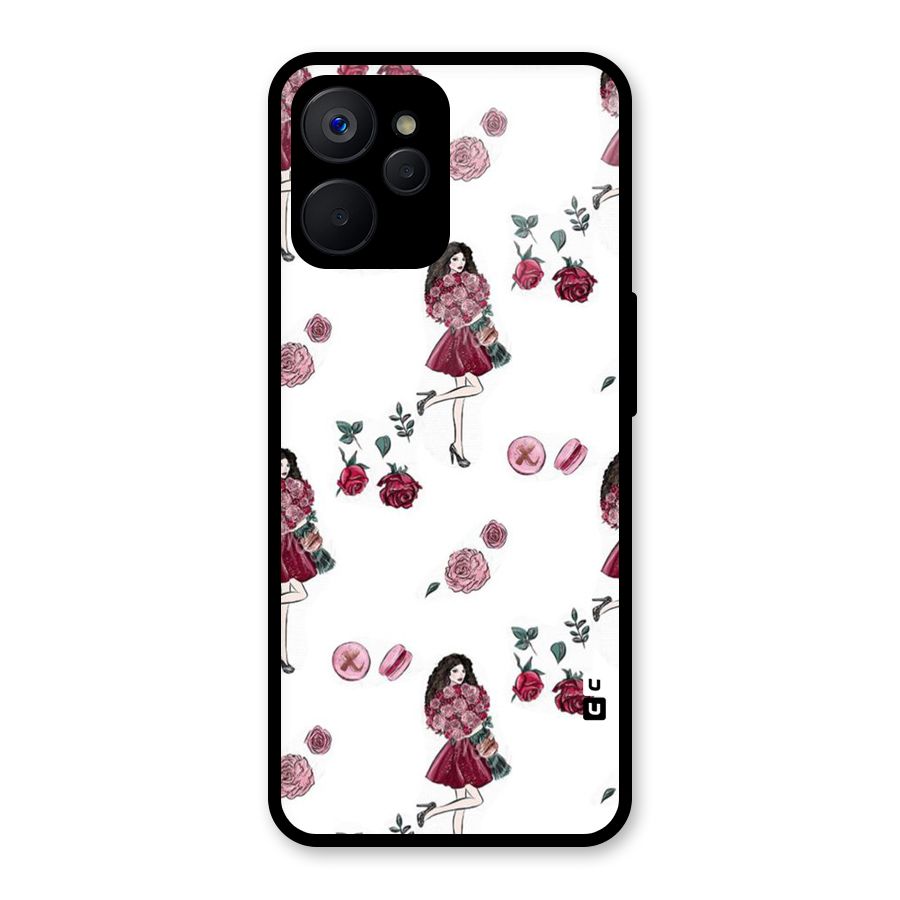 Girl With Flowers Glass Back Case for Realme 9i 5G