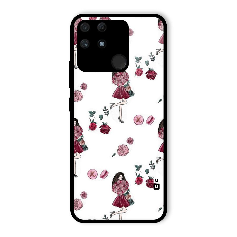 Girl With Flowers Glass Back Case for Realme Narzo 50A