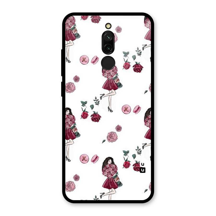 Girl With Flowers Glass Back Case for Redmi 8