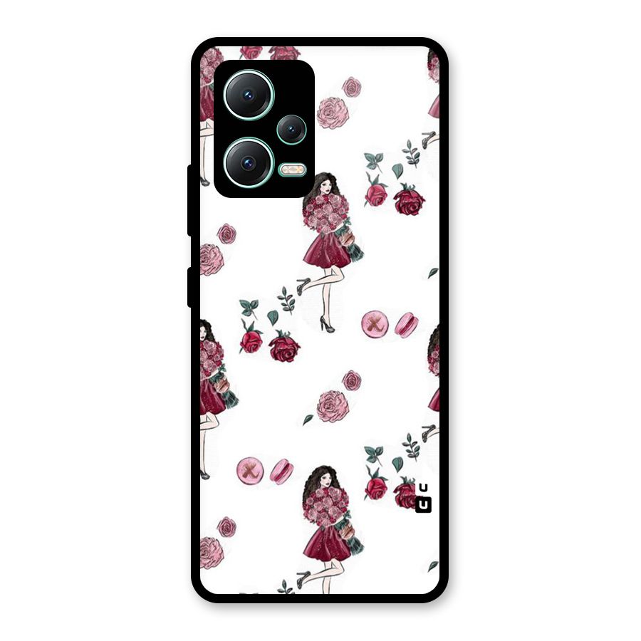 Girl With Flowers Glass Back Case for Redmi Note 12 5G