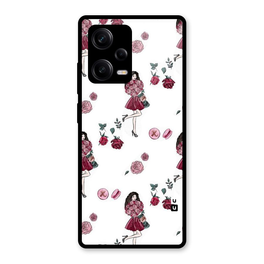 Girl With Flowers Glass Back Case for Redmi Note 12 Pro