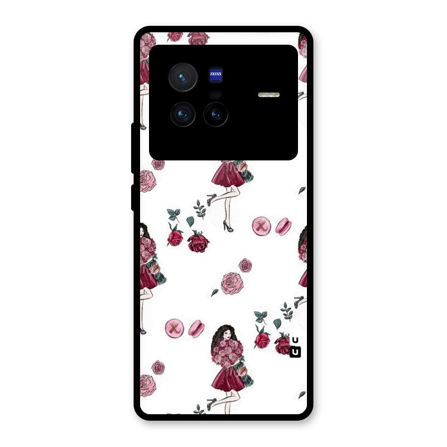 Girl With Flowers Glass Back Case for Vivo X80
