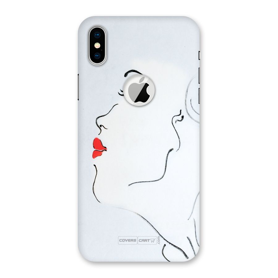 Girl in Red Lipstick Back Case for iPhone X Logo Cut