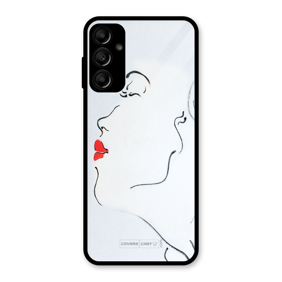 Girl in Red Lipstick Glass Back Case for Galaxy A14 5G