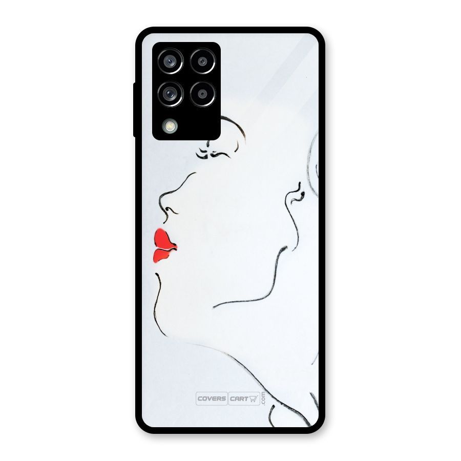 Girl in Red Lipstick Glass Back Case for Galaxy M53 5G