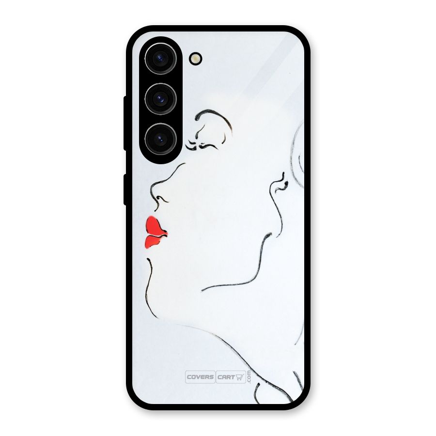 Girl in Red Lipstick Glass Back Case for Galaxy S23