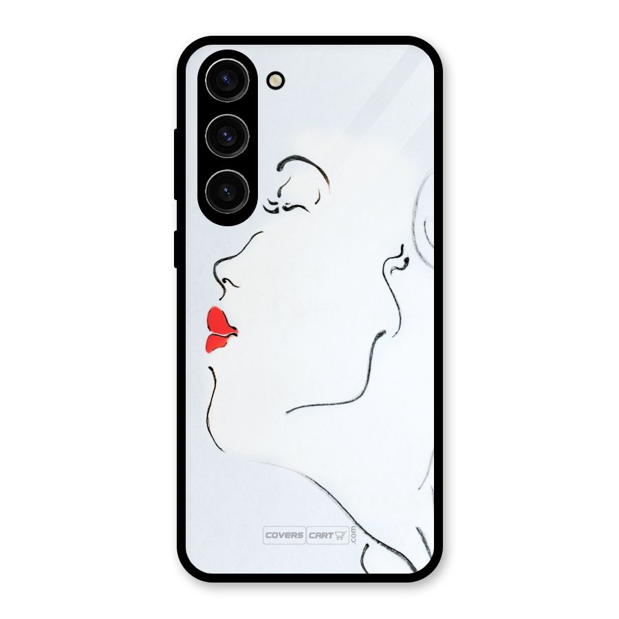 Girl in Red Lipstick Glass Back Case for Galaxy S23 Plus
