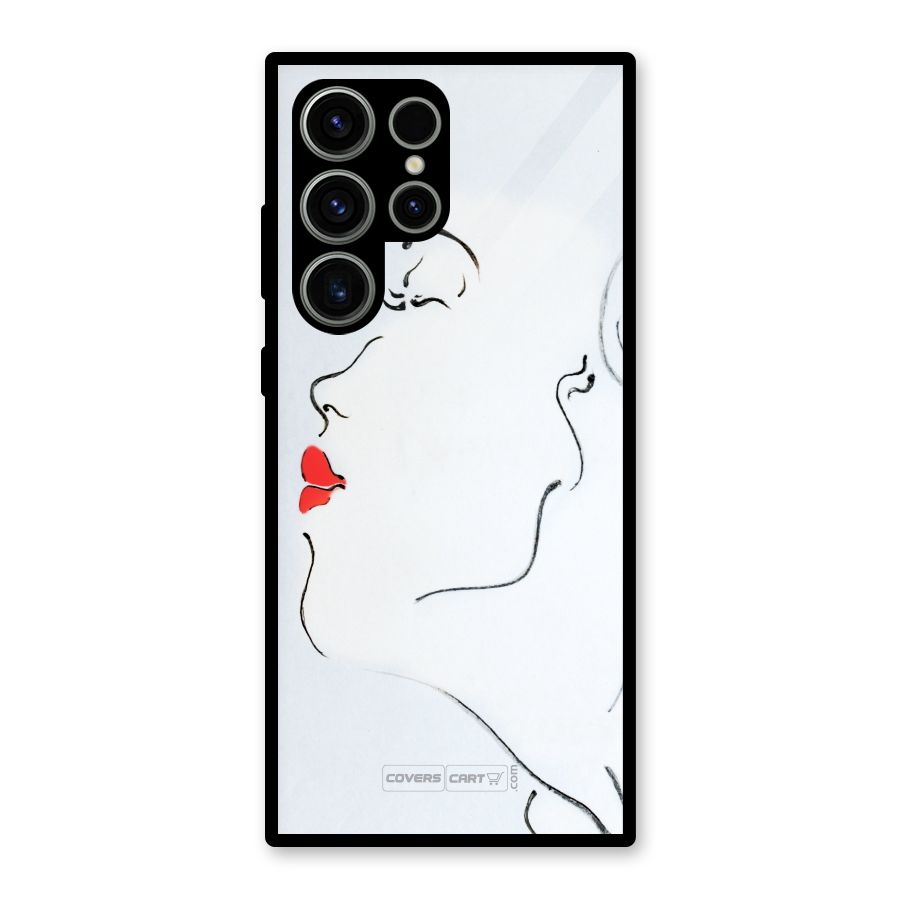 Girl in Red Lipstick Glass Back Case for Galaxy S23 Ultra