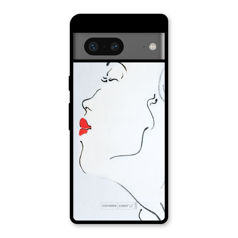 Girl in Red Lipstick Glass Back Case for Google Pixel 7