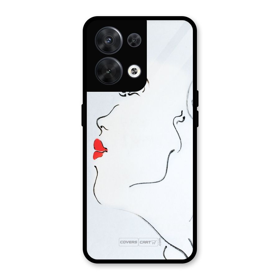 Girl in Red Lipstick Glass Back Case for Oppo Reno8 5G