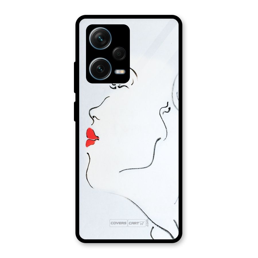 Girl in Red Lipstick Glass Back Case for Redmi Note 12 Pro Plus 5G