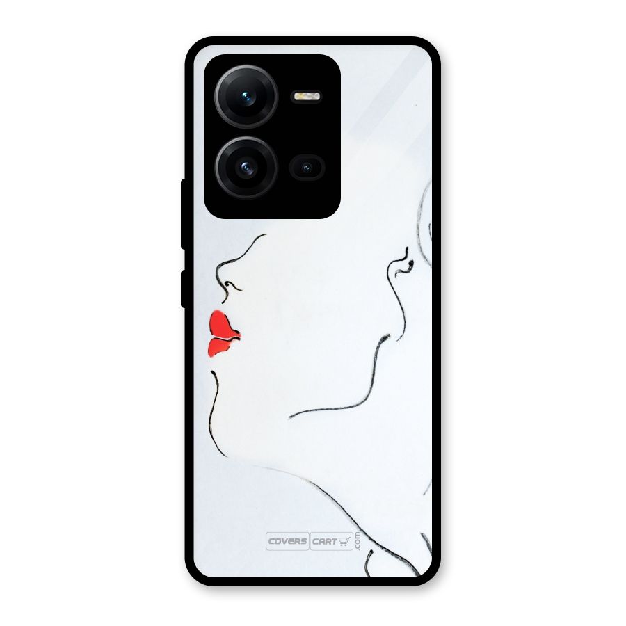 Girl in Red Lipstick Glass Back Case for Vivo V25