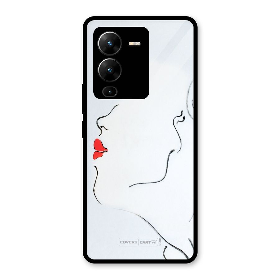 Girl in Red Lipstick Glass Back Case for Vivo V25 Pro
