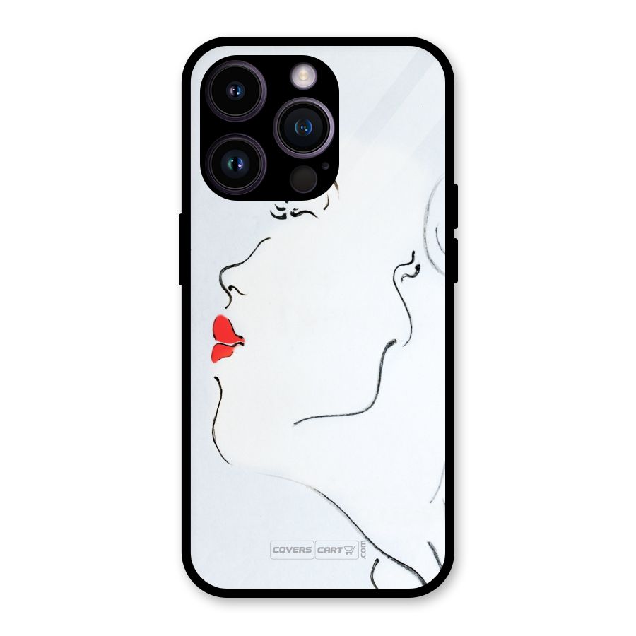Girl in Red Lipstick Glass Back Case for iPhone 14 Pro