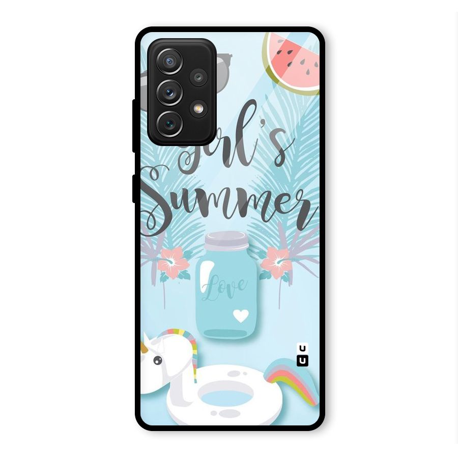 Girls Summer Glass Back Case for Galaxy A72