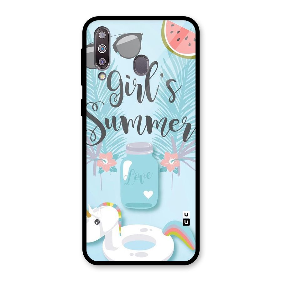 Girls Summer Glass Back Case for Galaxy M30