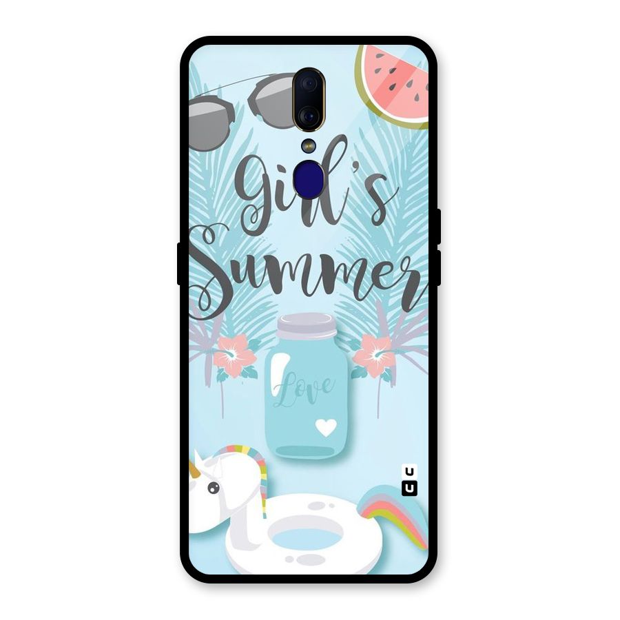 Girls Summer Glass Back Case for Oppo F11