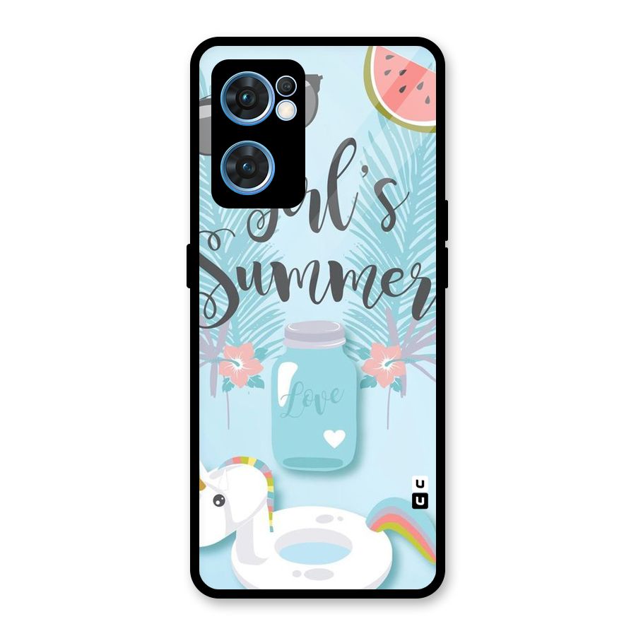 Girls Summer Glass Back Case for Oppo Reno7 5G