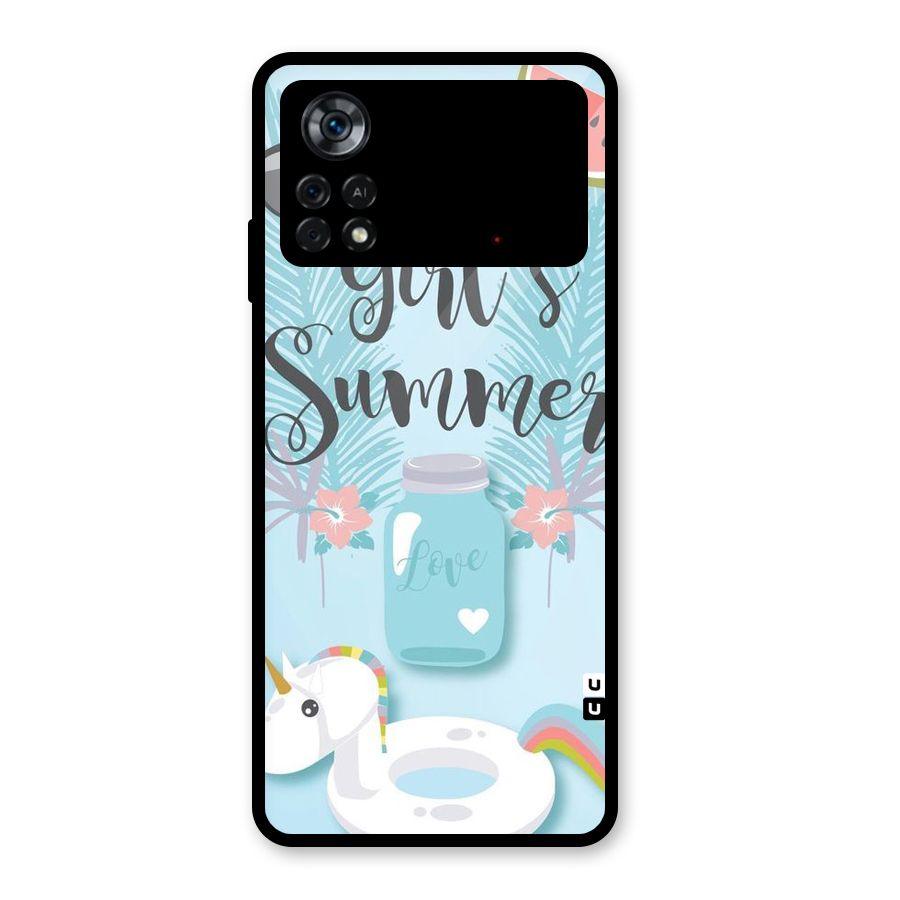 Girls Summer Glass Back Case for Poco X4 Pro 5G