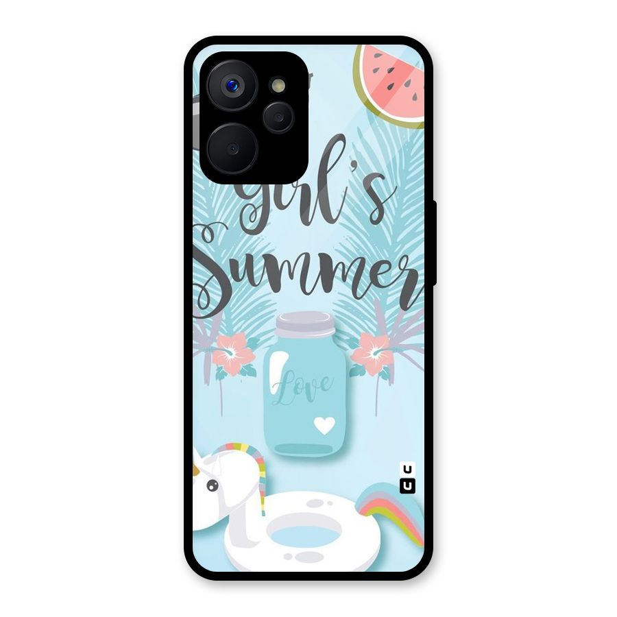 Girls Summer Glass Back Case for Realme 9i 5G