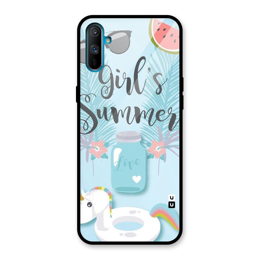Girls Summer Glass Back Case for Realme C3