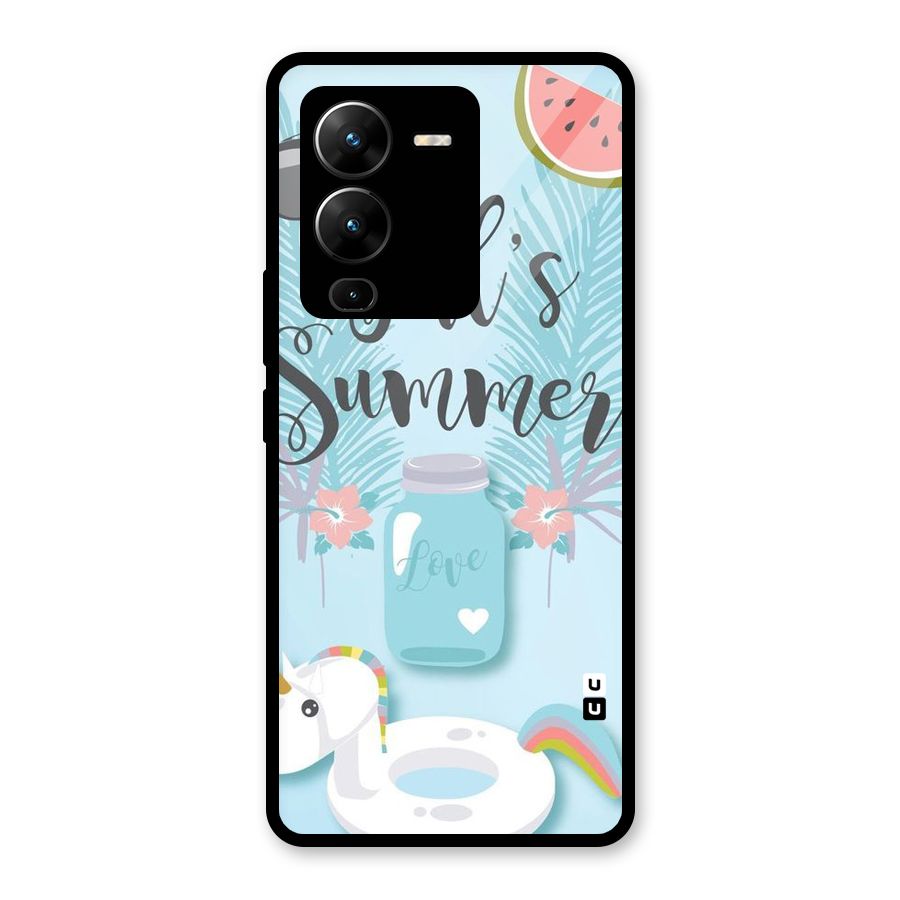 Girls Summer Glass Back Case for Vivo V25 Pro