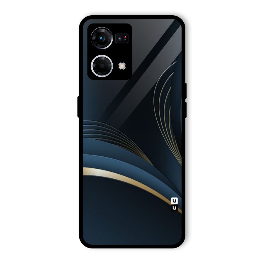 Gold Blue Beauty Glass Back Case for Oppo F21 Pro 4G