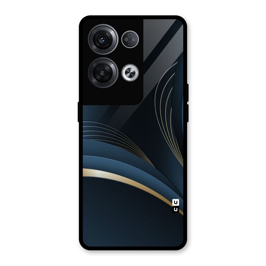 Gold Blue Beauty Glass Back Case for Oppo Reno8 Pro 5G