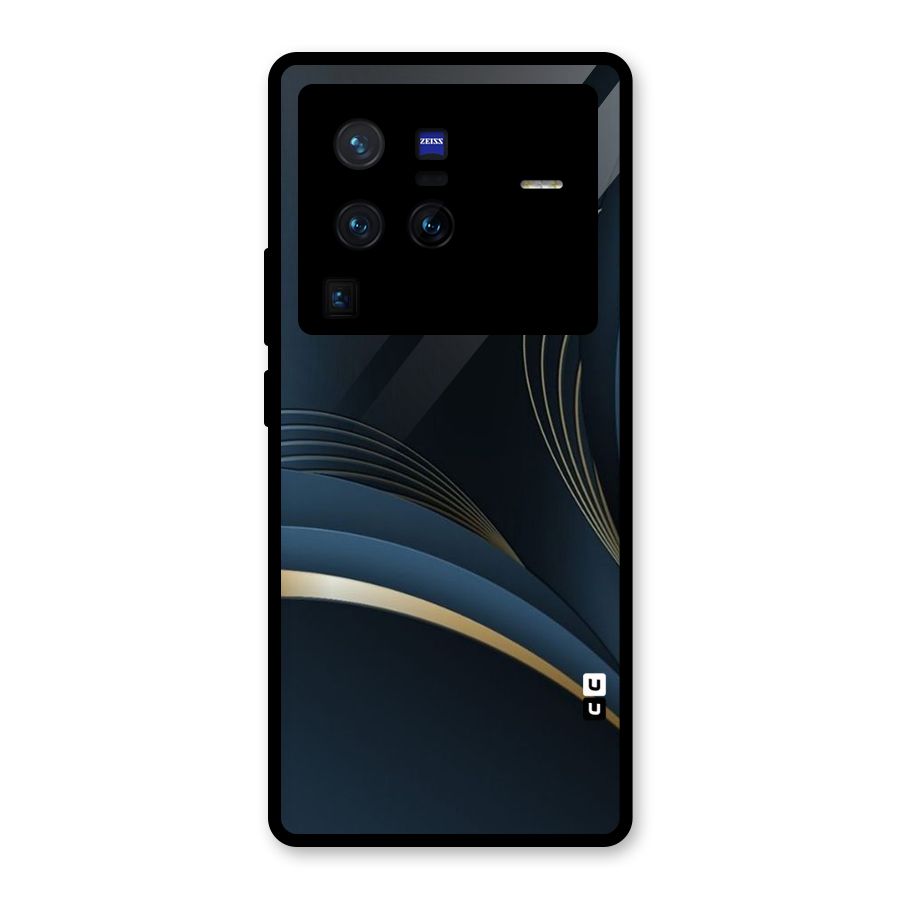 Gold Blue Beauty Glass Back Case for Vivo X80 Pro