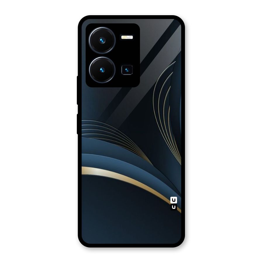Gold Blue Beauty Glass Back Case for Vivo Y35
