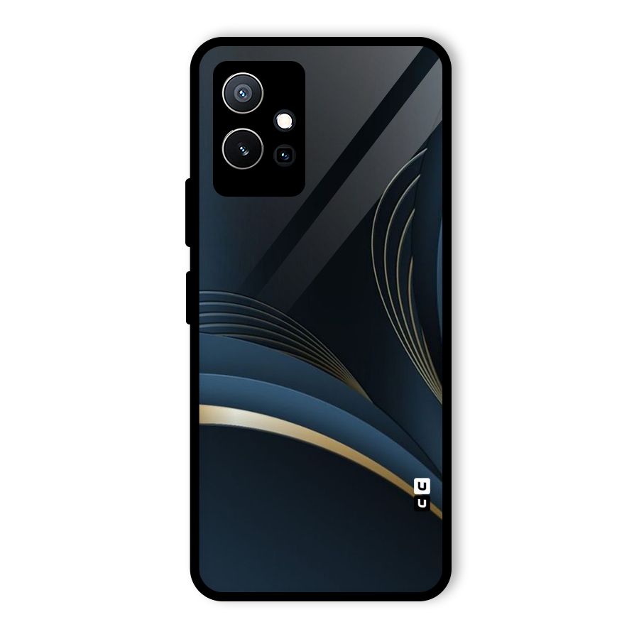 Gold Blue Beauty Glass Back Case for Vivo Y75 5G