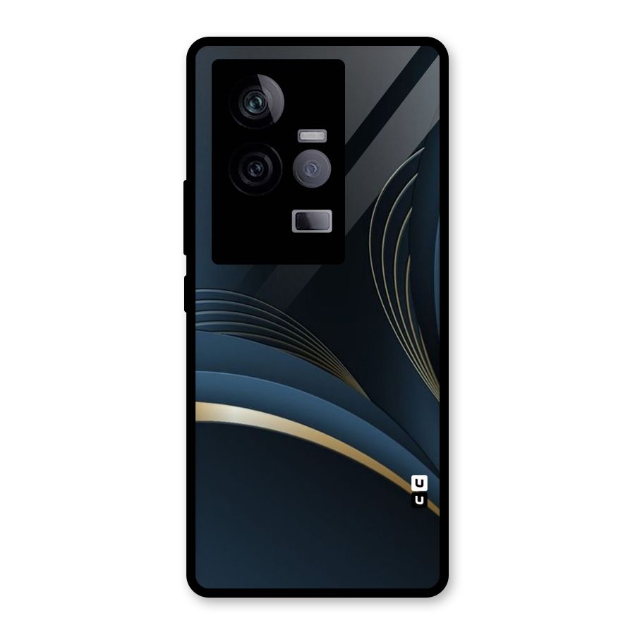 Gold Blue Beauty Glass Back Case for Vivo iQOO 11 5G