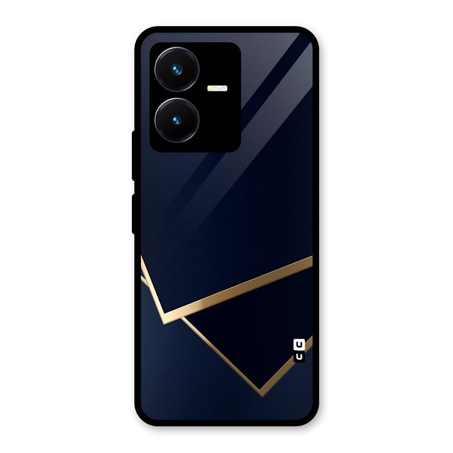 Gold Corners Glass Back Case for Vivo Y22