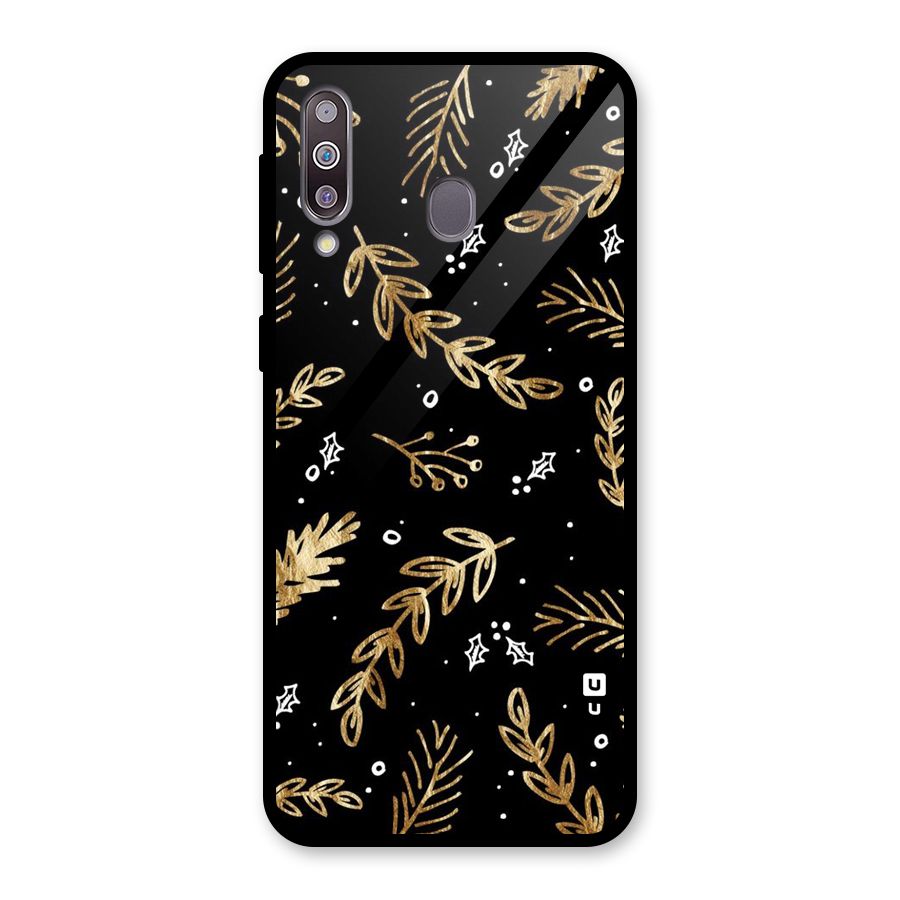 Gold Palm Leaves Glass Back Case for Galaxy M30