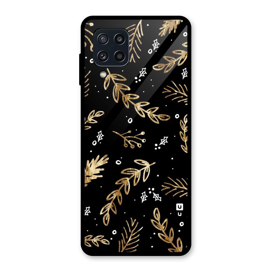 Gold Palm Leaves Glass Back Case for Galaxy M32