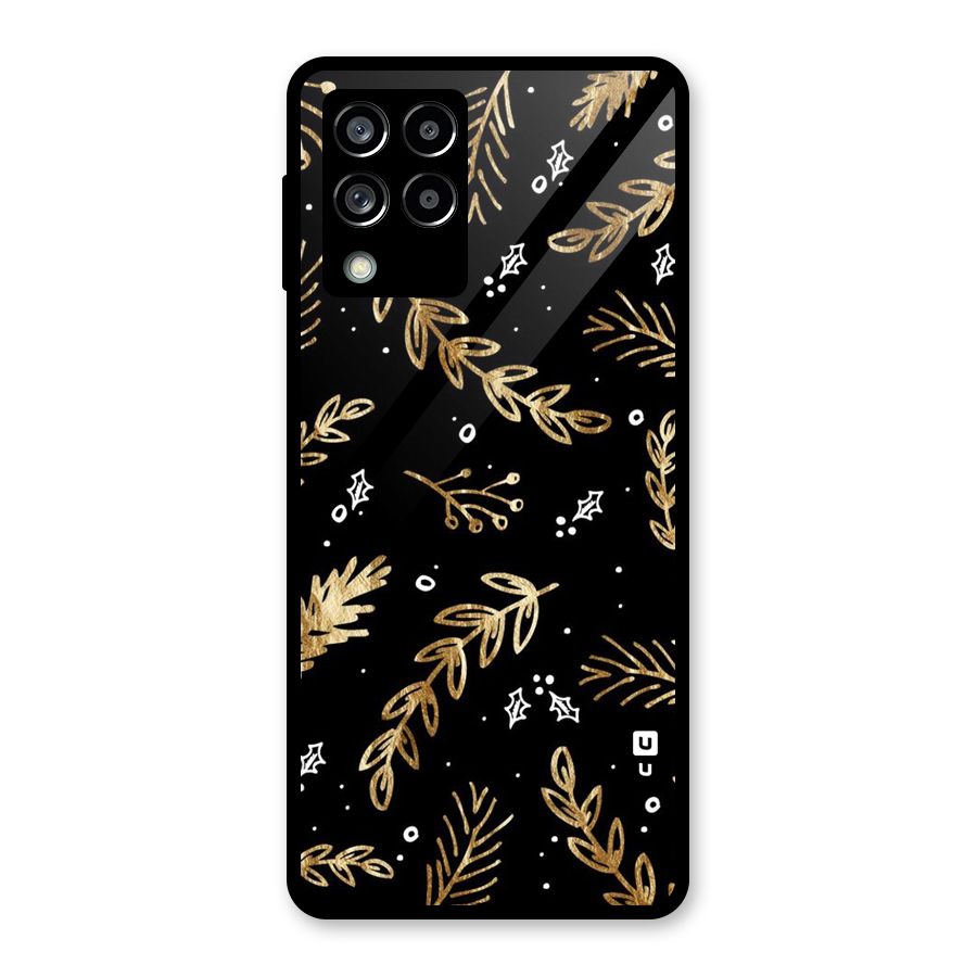 Gold Palm Leaves Glass Back Case for Galaxy M53 5G