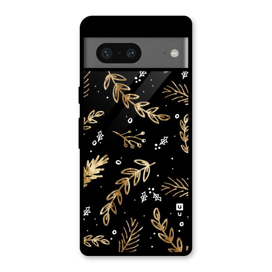Gold Palm Leaves Glass Back Case for Google Pixel 7