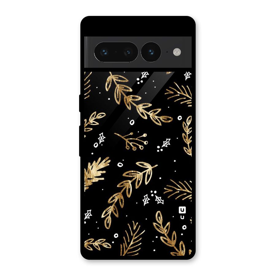 Gold Palm Leaves Glass Back Case for Google Pixel 7 Pro