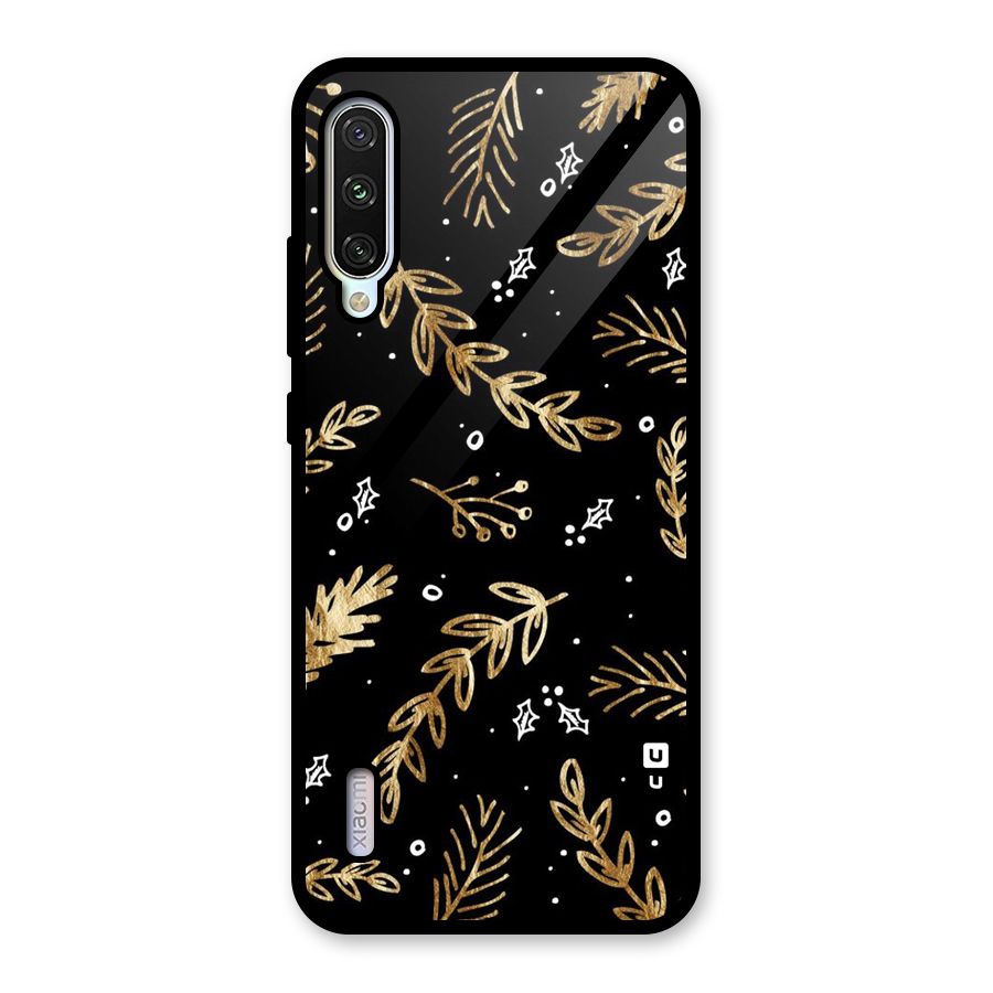 Gold Palm Leaves Glass Back Case for Mi A3