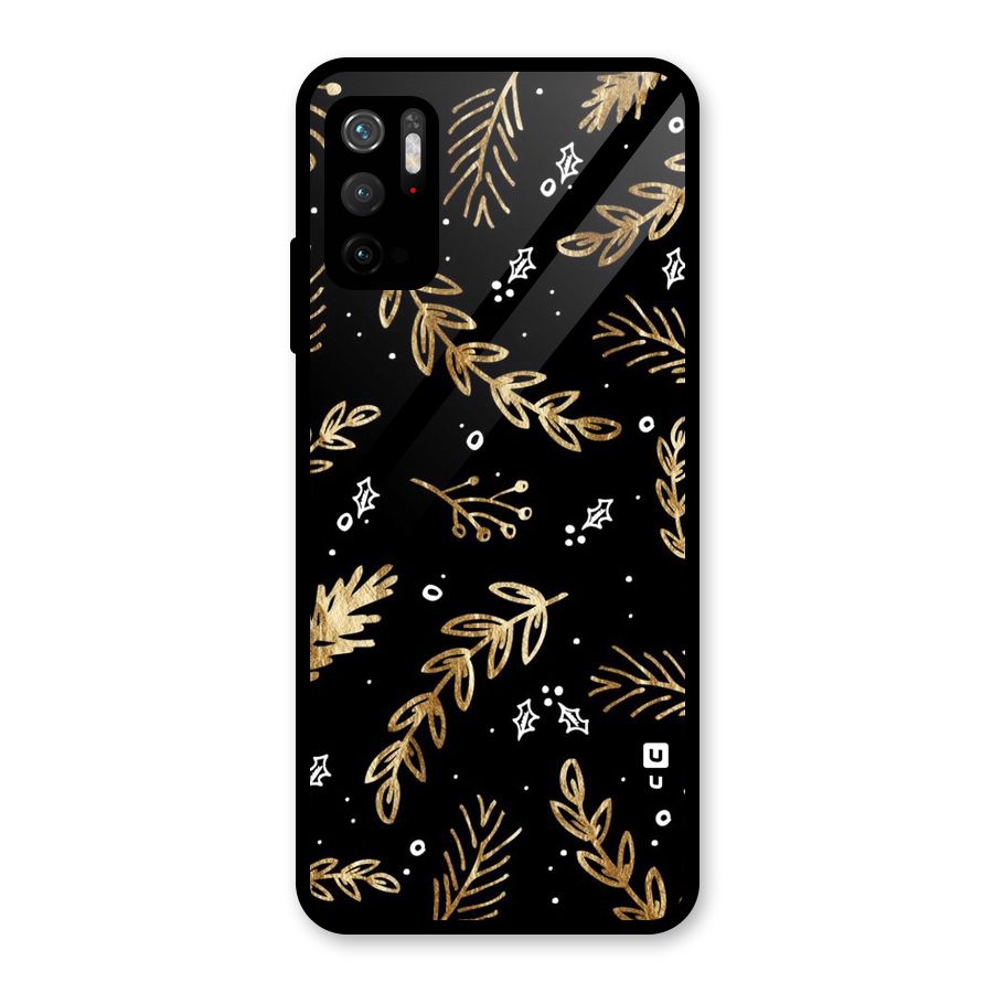 Gold Palm Leaves Glass Back Case for Poco M3 Pro 5G