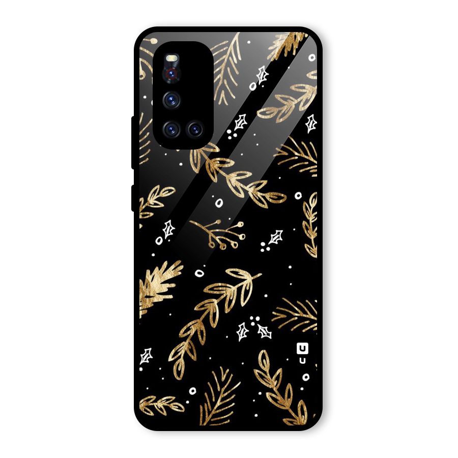 Gold Palm Leaves Glass Back Case for Vivo V19