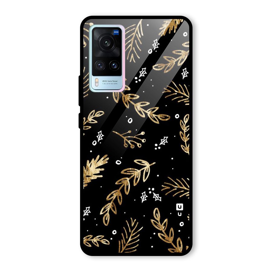 Gold Palm Leaves Glass Back Case for Vivo X60