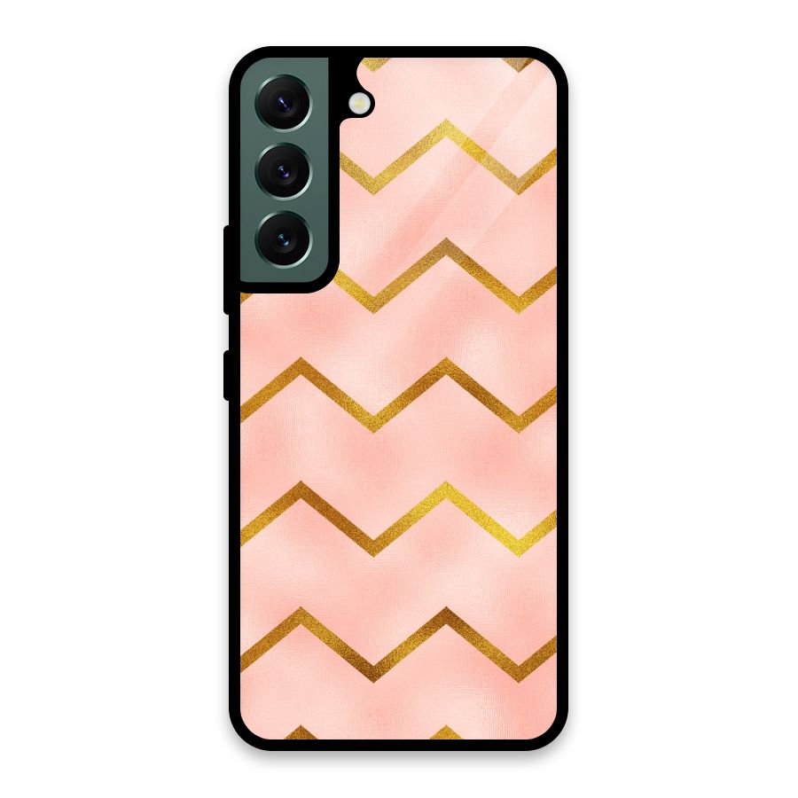 Gold Pink Pattern Glass Back Case for Galaxy S22 5G